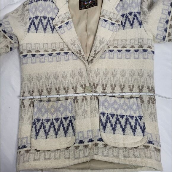 VINTAGE 90s peacoat French County Express wool blend southwestern‎ oversized M - Picture 13 of 15